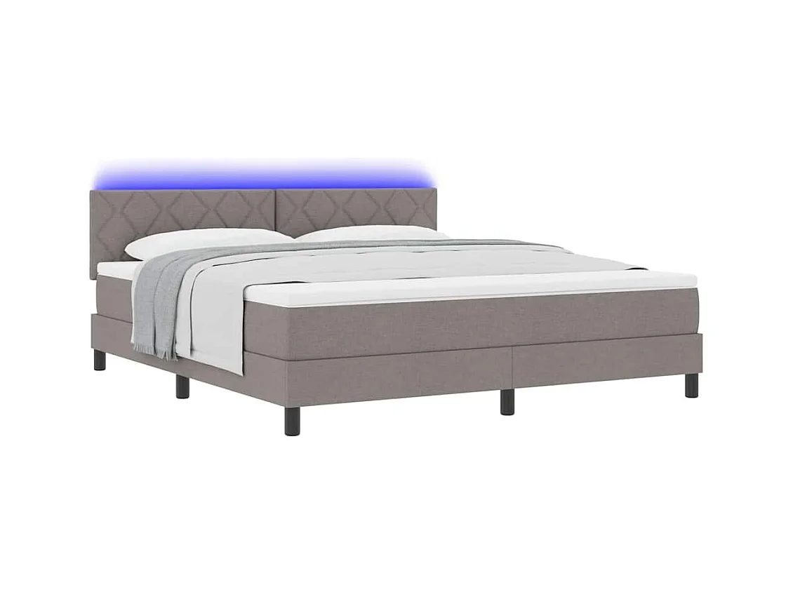Cadre de lit avec matelas Taupe 180 x 200 cm tissu