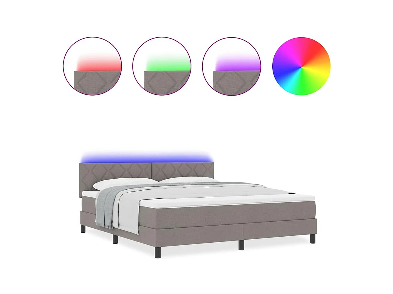 Cadre de lit avec matelas Taupe 180 x 200 cm tissu