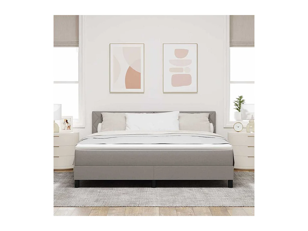 Cadre de lit avec matelas Taupe 180 x 200 cm tissu
