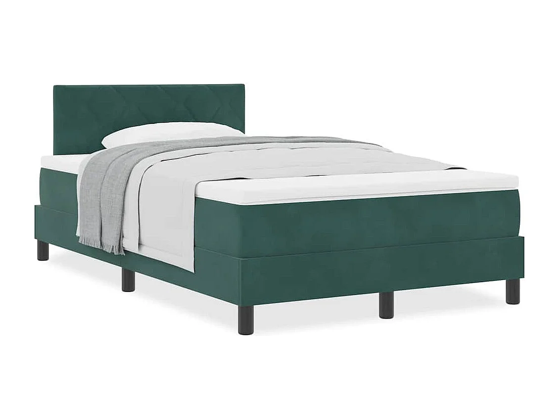 Cama Box Spring com Colchão Verde-escuro 120 x 200 cm tecido