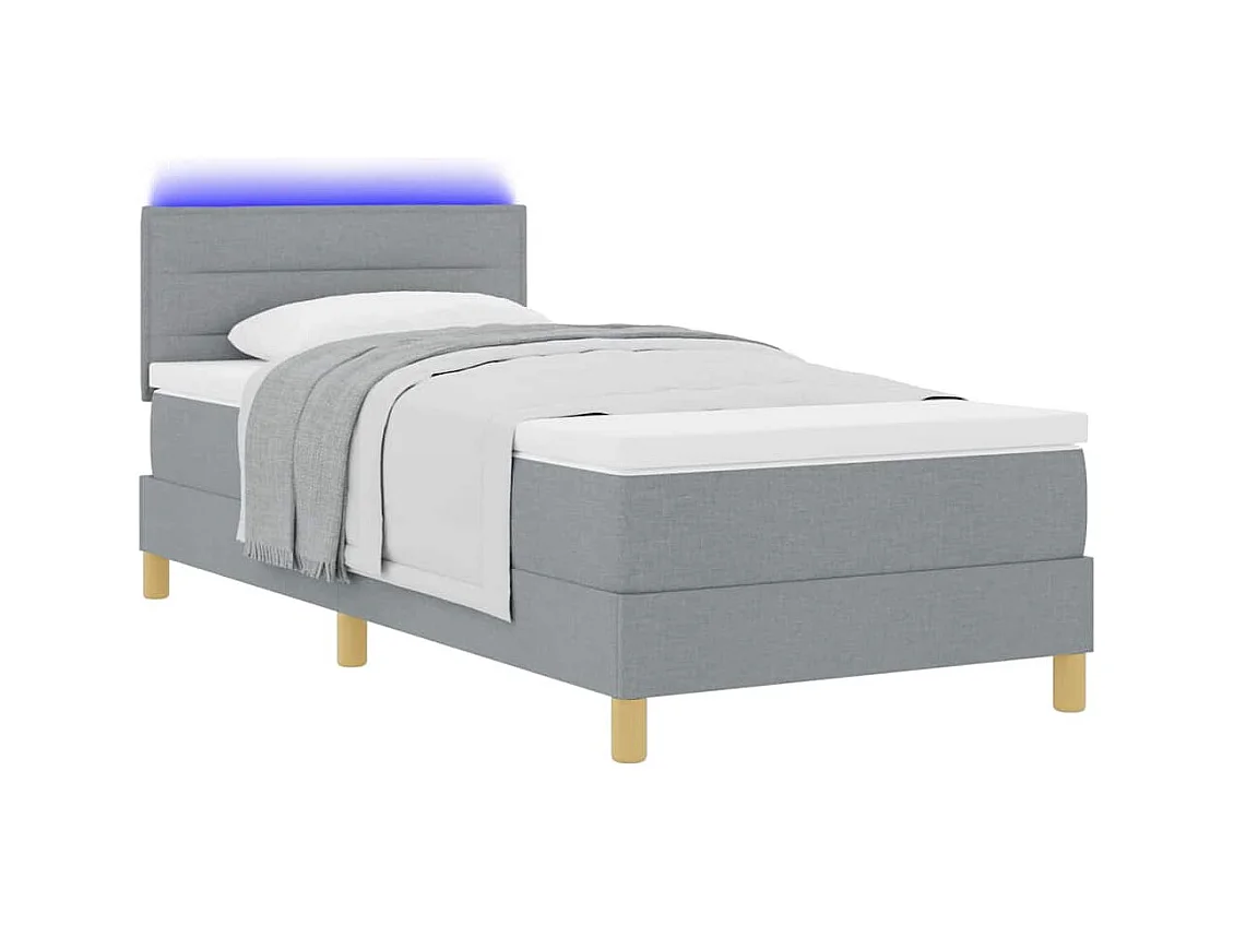 Cadre de lit avec matelas Gris clair 90 x 200 cm tissu