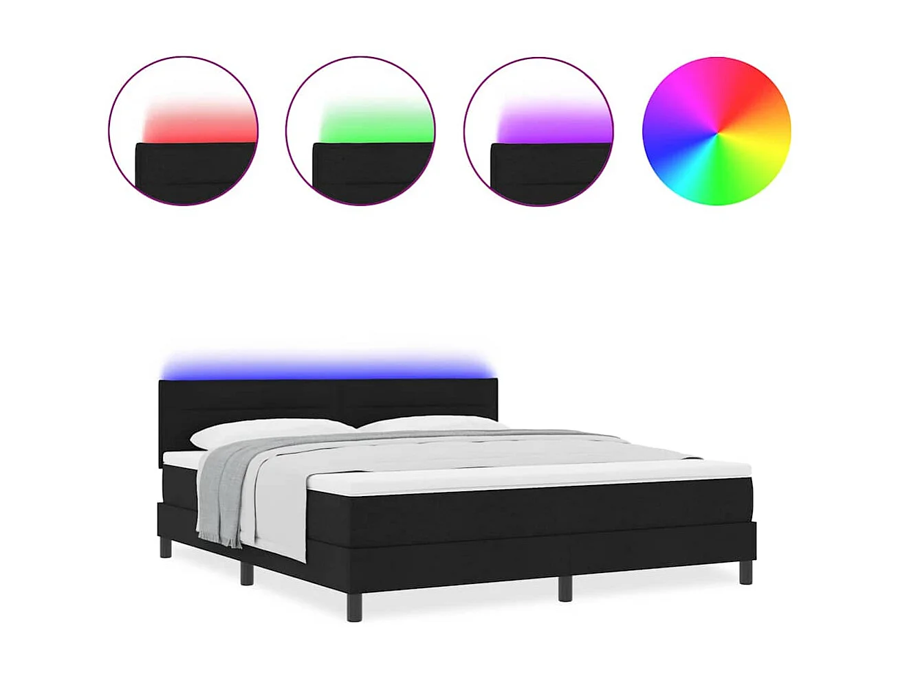 Boxspring bed met matras met hoofdeinde Zwart 180 x 200 cm Stof