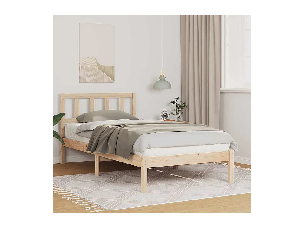 Bedframe met hoofdeinde Bruin 80 x 200 cm Massief grenenhout