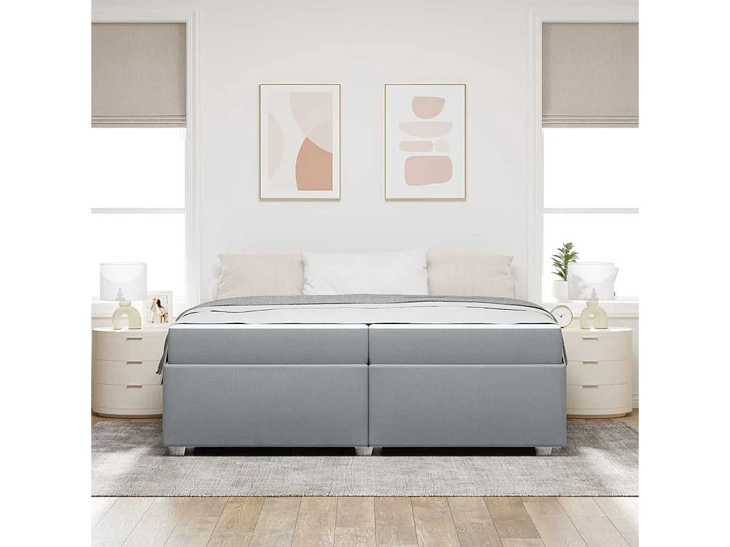 Cadre de lit Gris clair 200 x 200 cm tissu