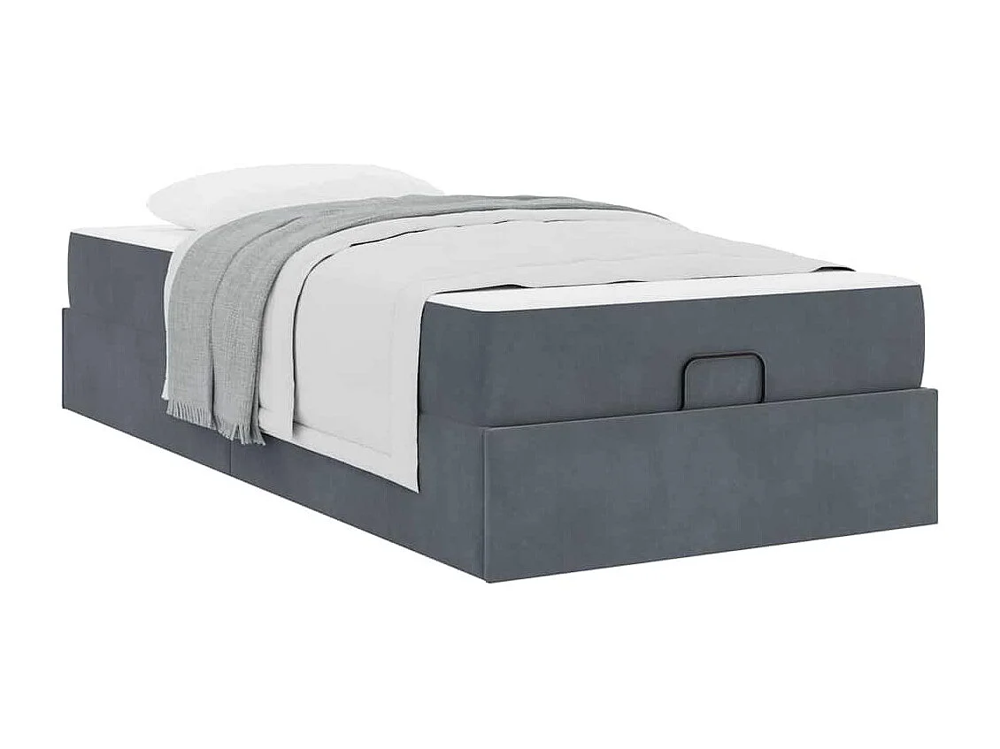 Cadre de lit avec matelas Gris foncé 90 x 200 cm Velours