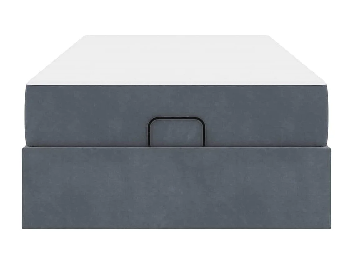 Cadre de lit avec matelas Gris foncé 90 x 200 cm Velours