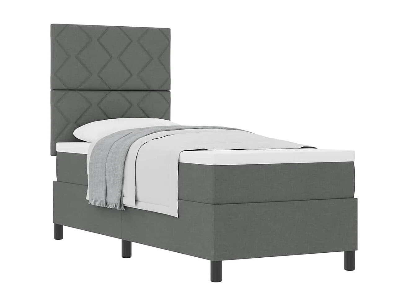 Cama tipo Box Spring con colchón Gris oscuro 80 x 200 cm tela