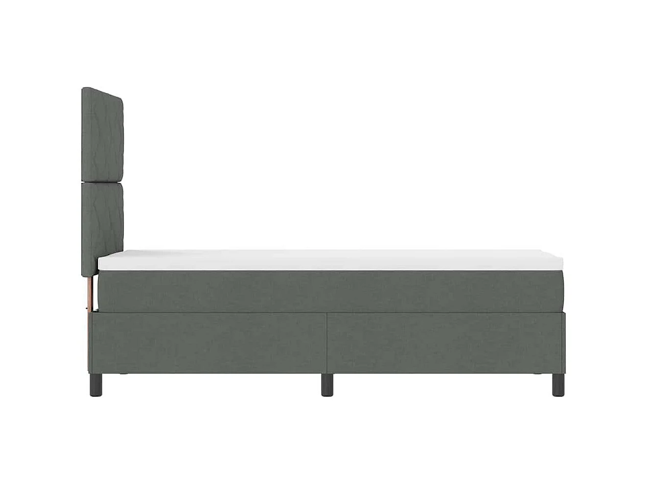 Cama tipo Box Spring con colchón Gris oscuro 80 x 200 cm tela