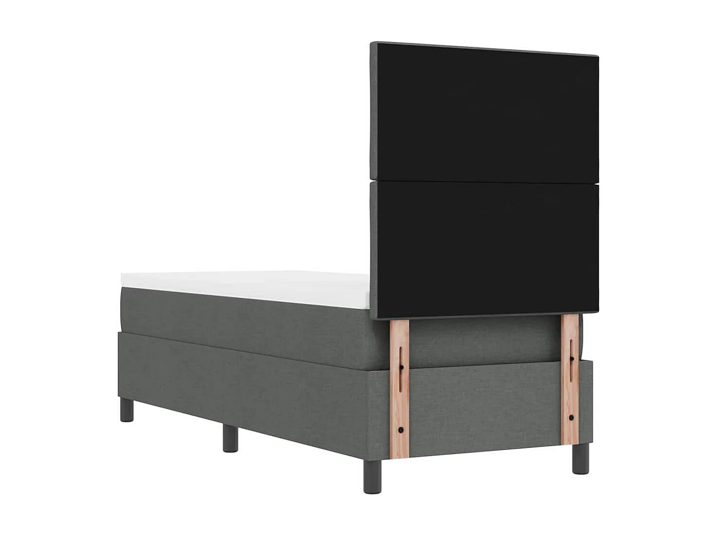 Cama tipo Box Spring con colchón Gris oscuro 80 x 200 cm tela