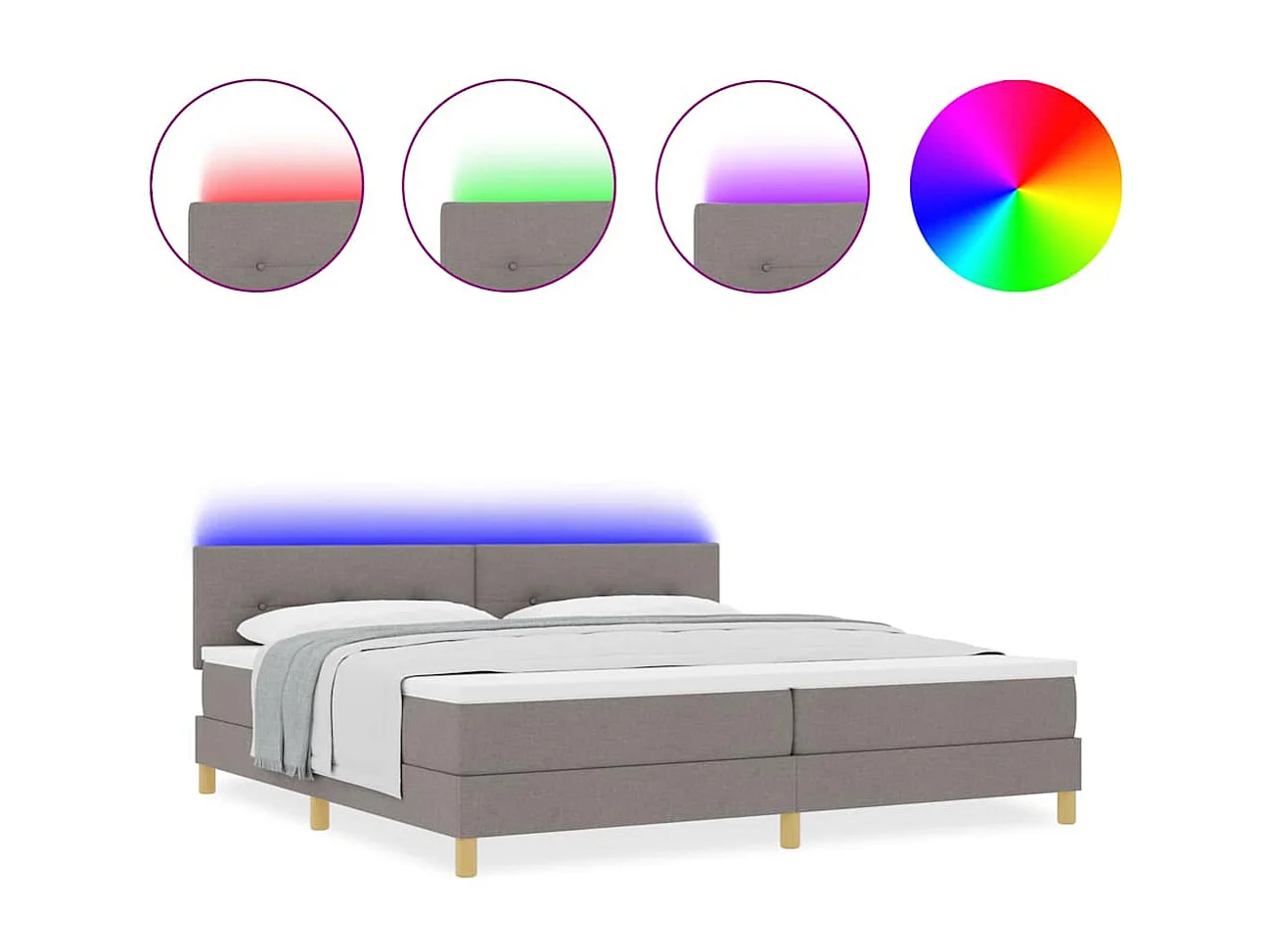 Cama tipo Box Spring con colchón Taupé 200 x 200 cm tela