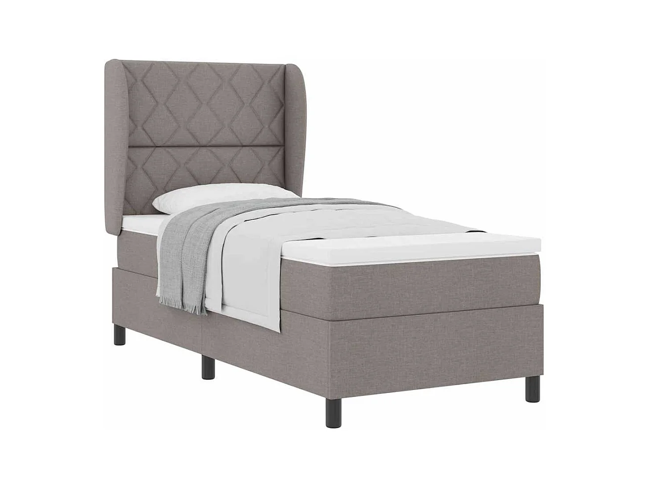 Cadre de lit avec matelas Taupe 100 x 200 cm tissu