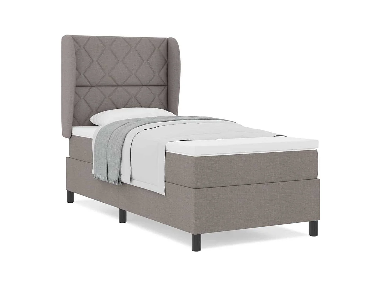 Cadre de lit avec matelas Taupe 100 x 200 cm tissu