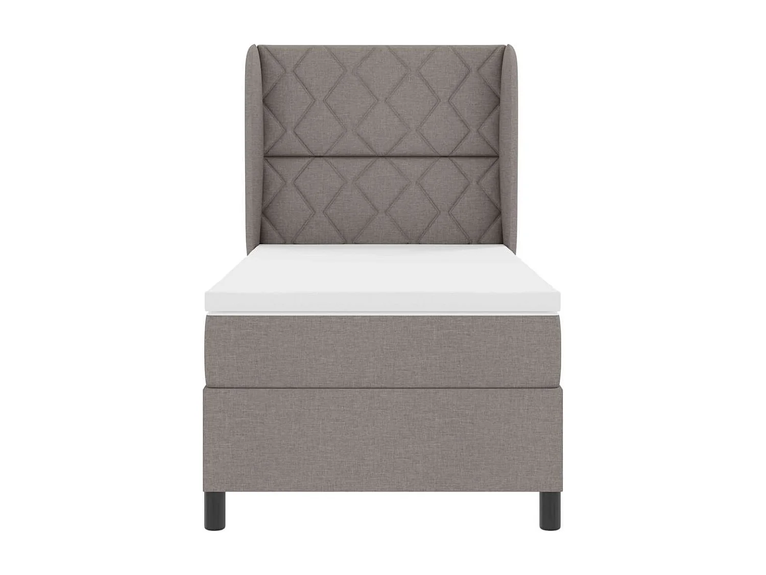 Cama tipo Box Spring con colchón Taupé 100 x 200 cm tela