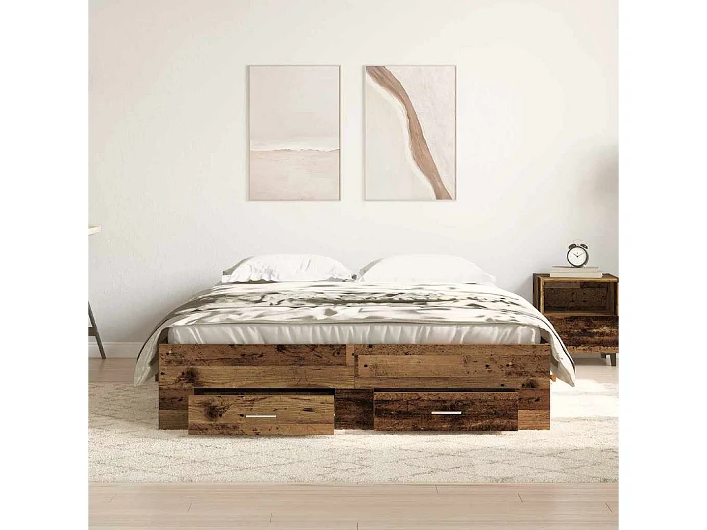 Estructura de cama con cajones Madera vieja 140 x 200 cm