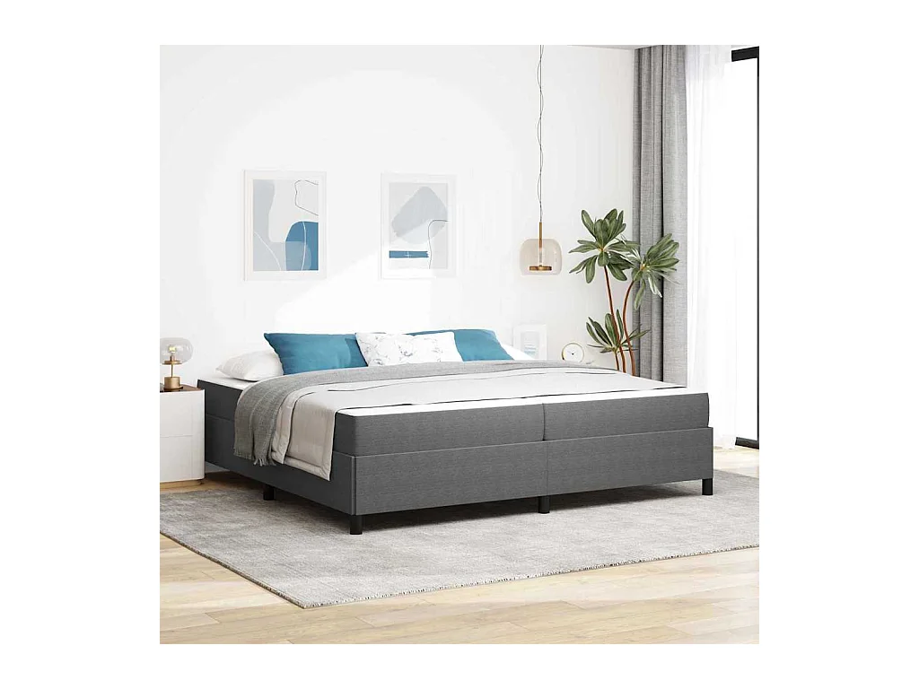 Cadre de lit Gris clair 200 x 200 cm Tissu en velours côtelé