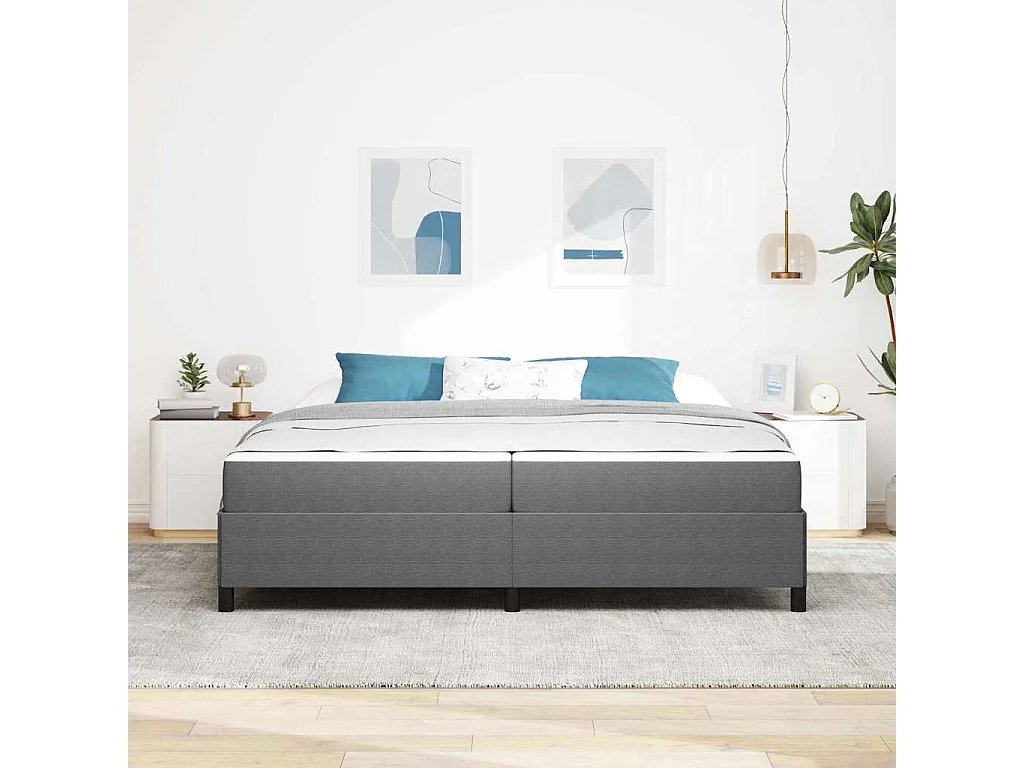 Estructura de cama Gris claro 200 x 200 cm Telas de pana