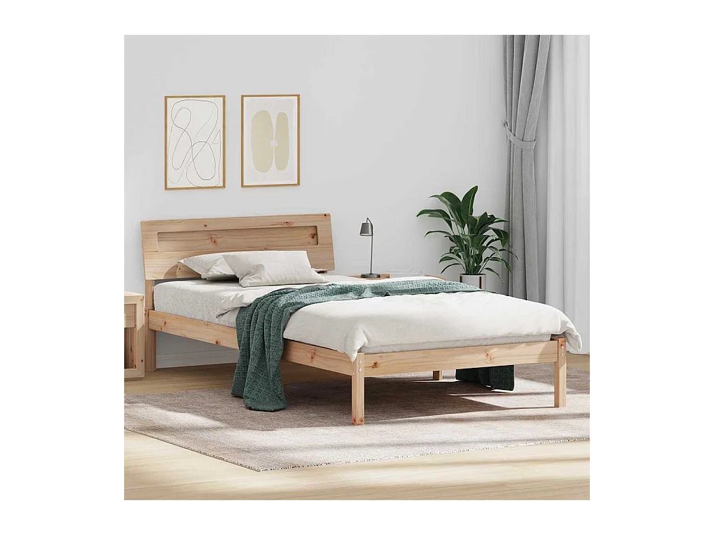 Estructura de cama Marrón 90 x 200 cm Madera maciza de pino