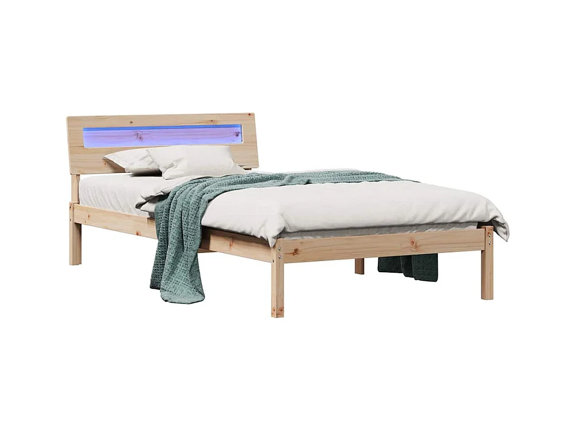 Estructura de cama Marrón 90 x 200 cm Madera maciza de pino