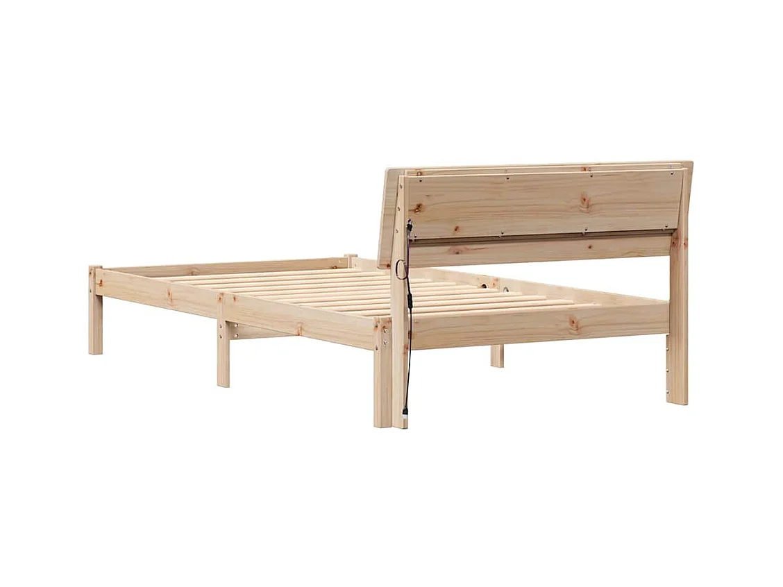 Estructura de cama Marrón 90 x 200 cm Madera maciza de pino