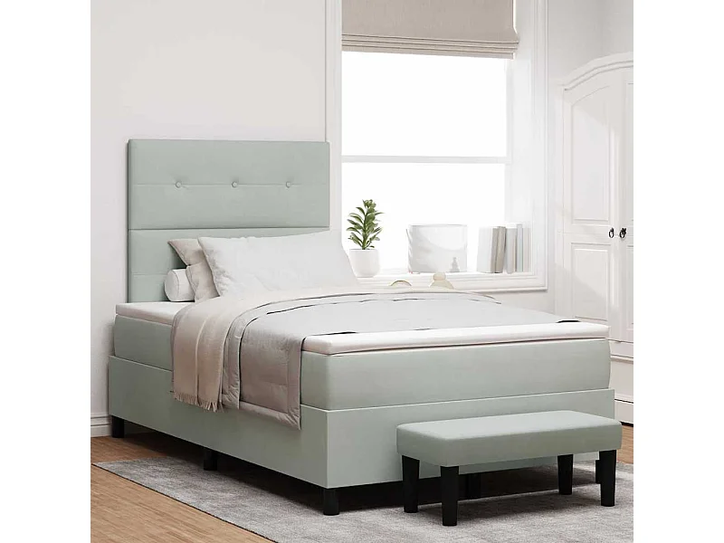 Cama Box com colchão Cinzento-claro 120 x 200 cm Veludo