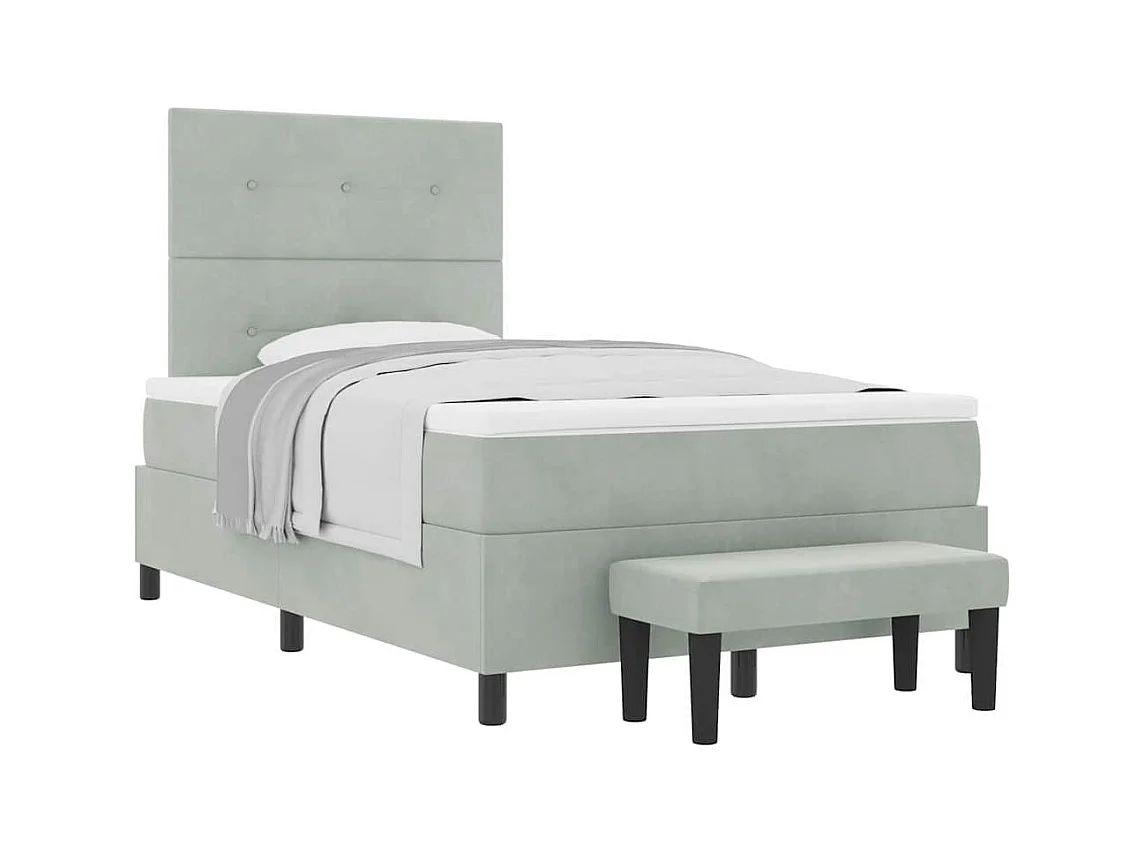 Cama Box com colchão Cinzento-claro 120 x 200 cm Veludo