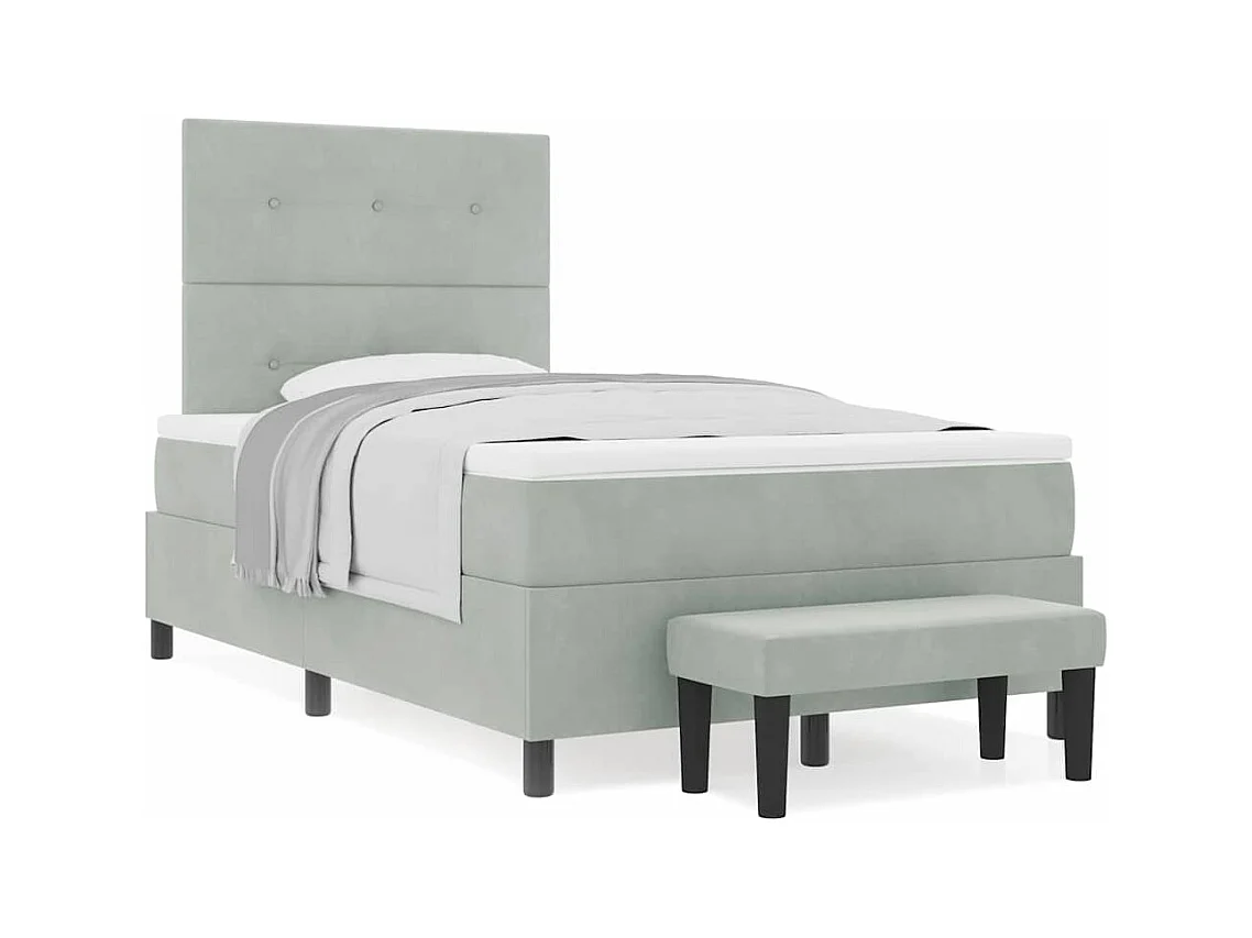 Cama Box com colchão Cinzento-claro 120 x 200 cm Veludo
