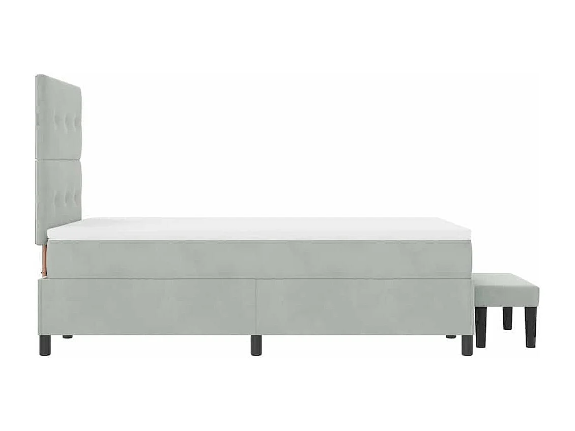 Cama Box com colchão Cinzento-claro 120 x 200 cm Veludo