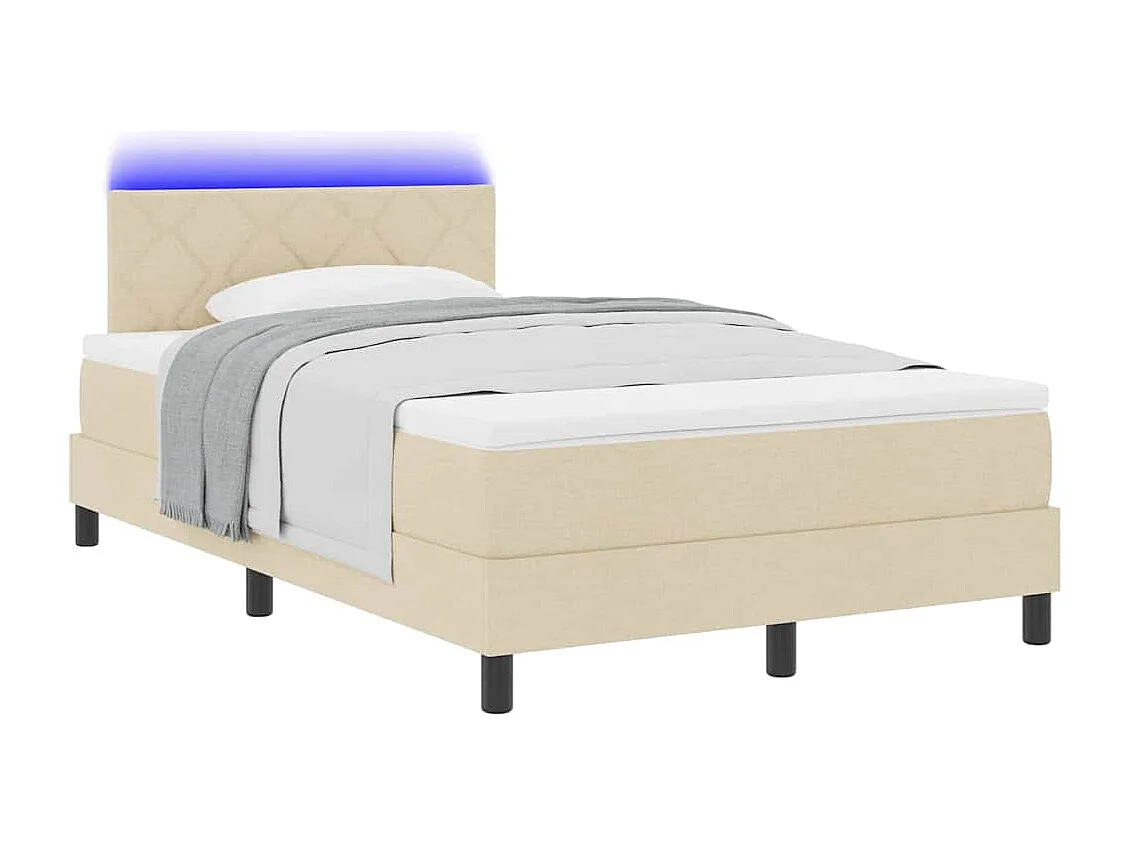 Cama tipo Box Spring con colchón Crema 120 x 190 cm tela