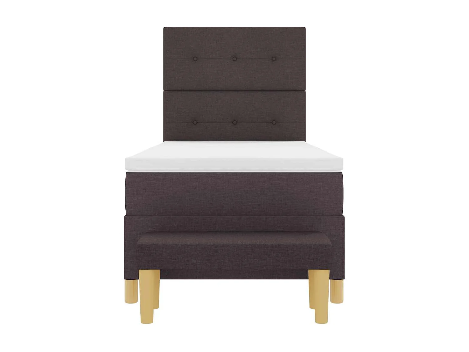 Cama tipo Box Spring con colchón Marrón oscuro 90 x 190 cm tela