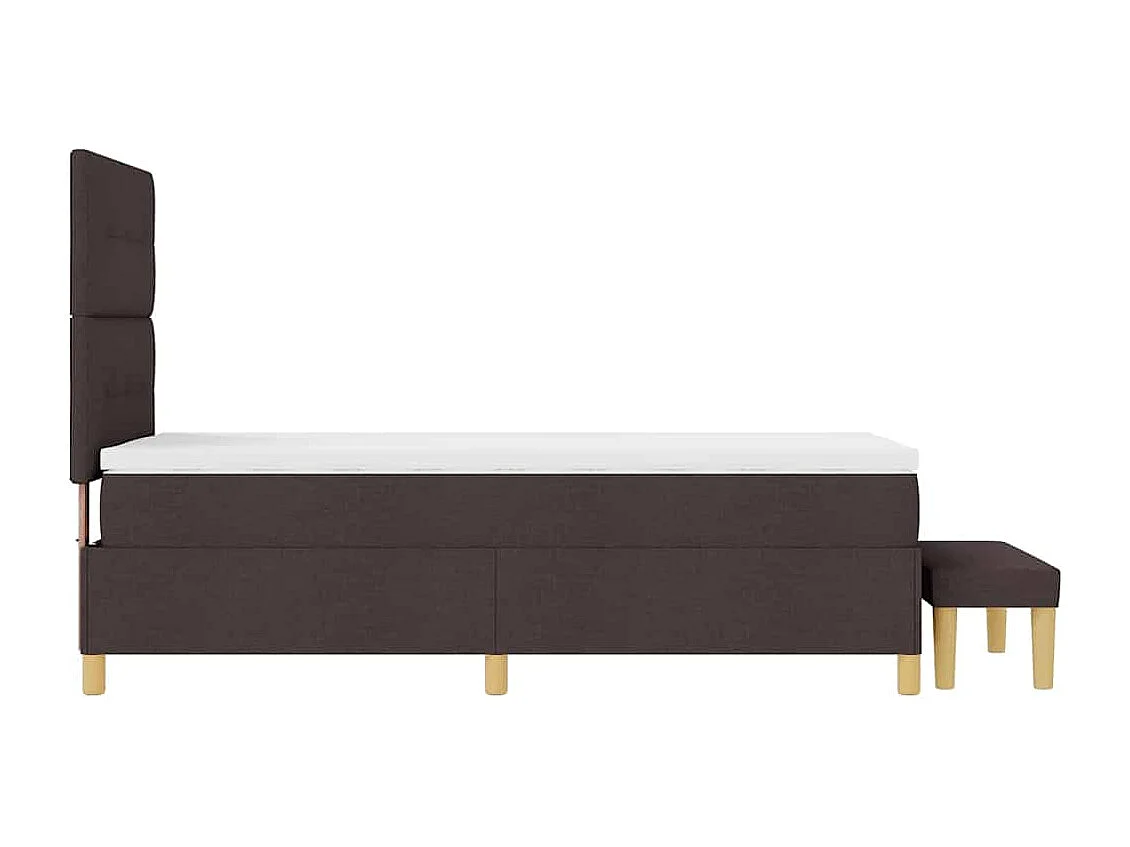 Cama tipo Box Spring con colchón Marrón oscuro 90 x 190 cm tela