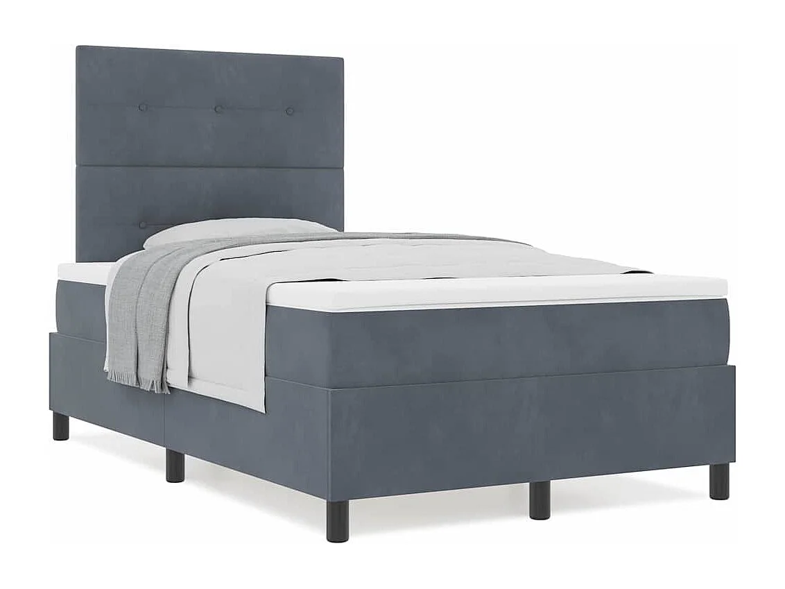 Cama tipo Box Spring Gris oscuro 120 x 190 cm Terciopelo