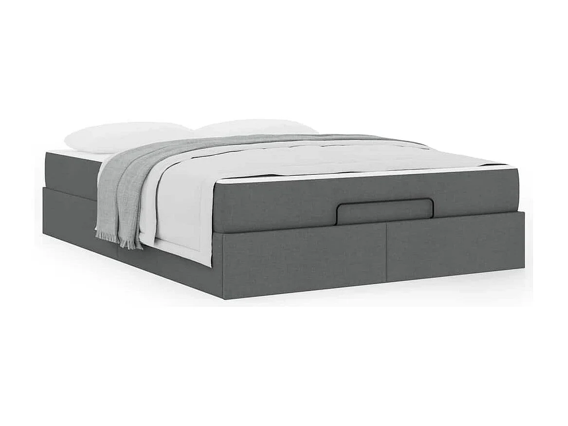 Cadre de lit avec matelas Gris foncé 140 x 190 cm tissu