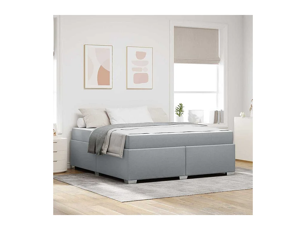 Estrutura da Cama Cinzento-claro 180 x 200 cm tecido