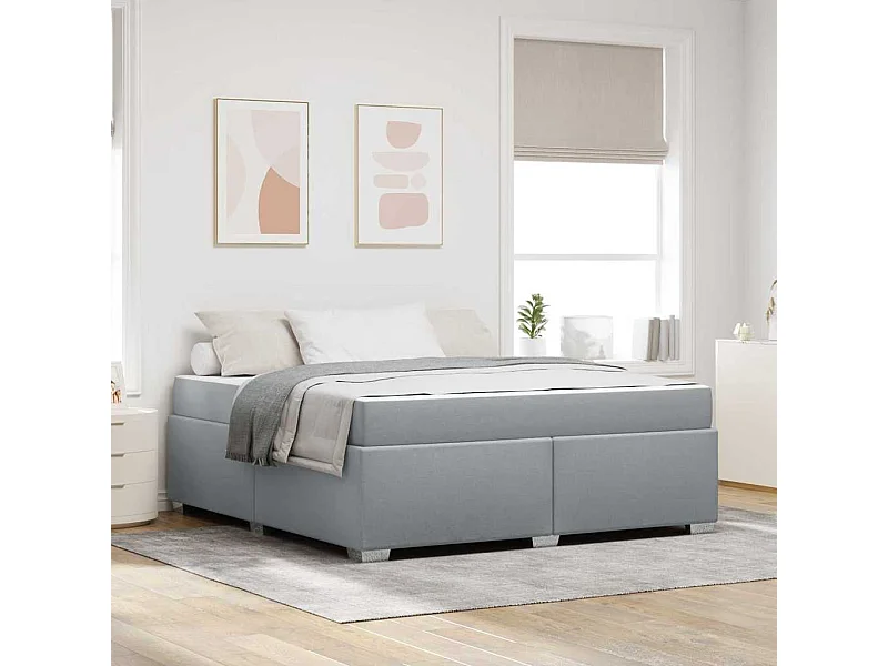 Estrutura da Cama Cinzento-claro 180 x 200 cm tecido