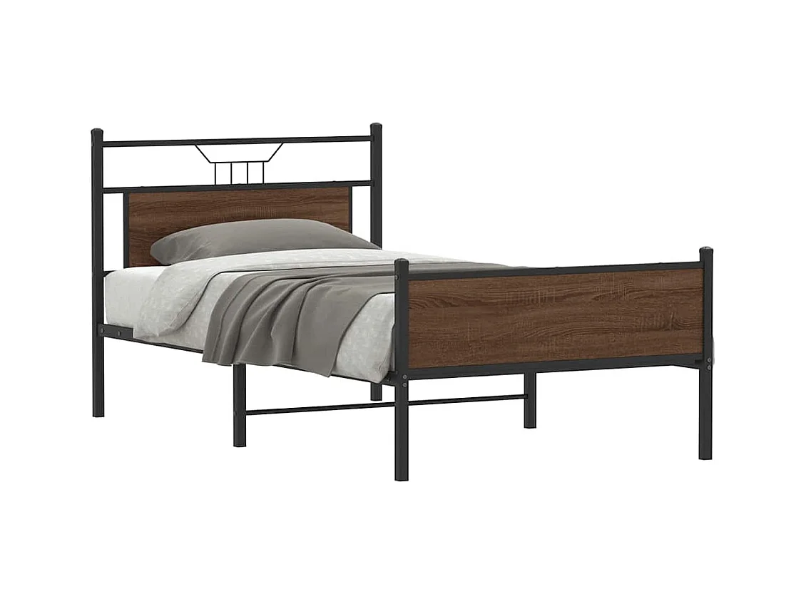 Estrutura cama s/ colchão derivados madeira carvalho castanho