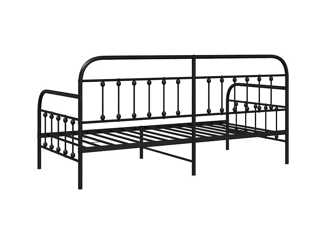 Cadre de lit de jour avec tête de lit Noir 100 x 190 cm Acier