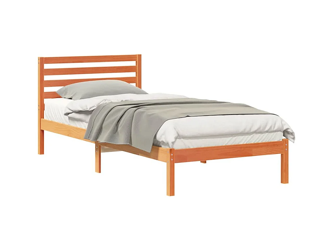 Cadre de lit Marron cire 90 x 210 cm Bois massif en pin