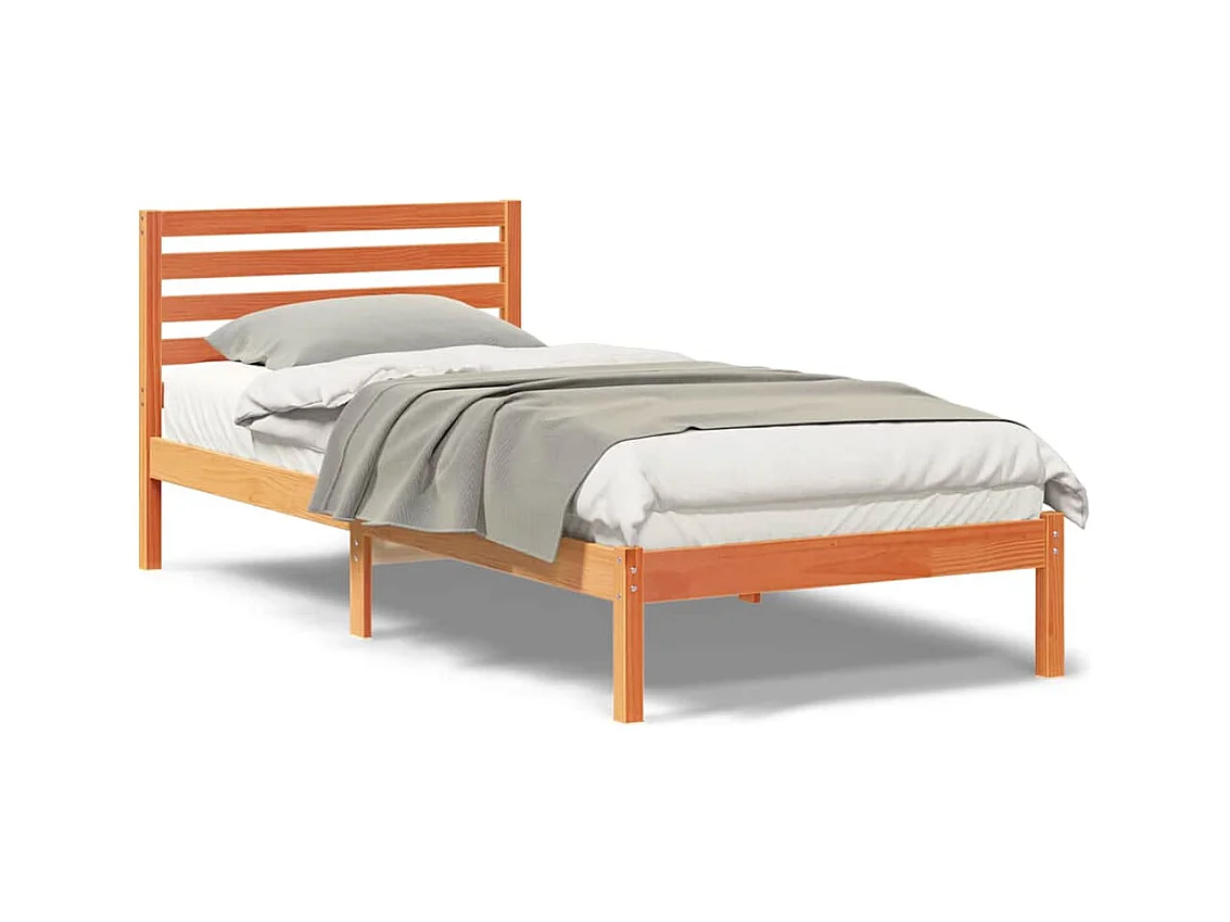 Cadre de lit Marron cire 90 x 210 cm Bois massif en pin