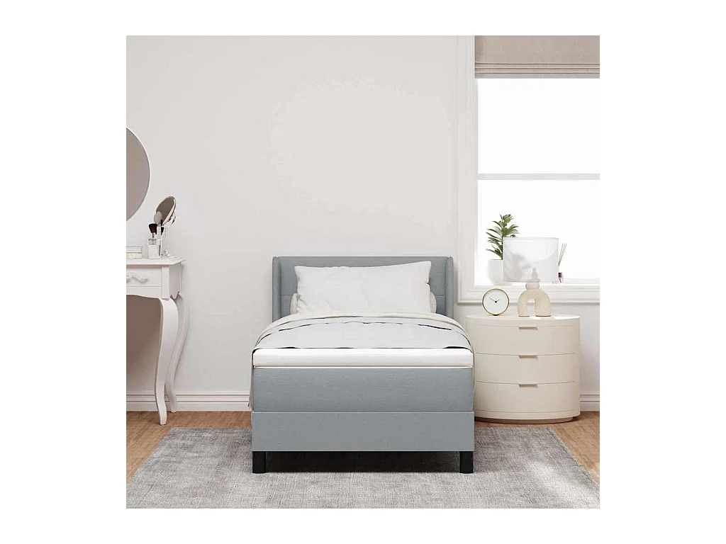 Cadre de lit avec matelas avec matelas Gris clair 90 x 190 cm