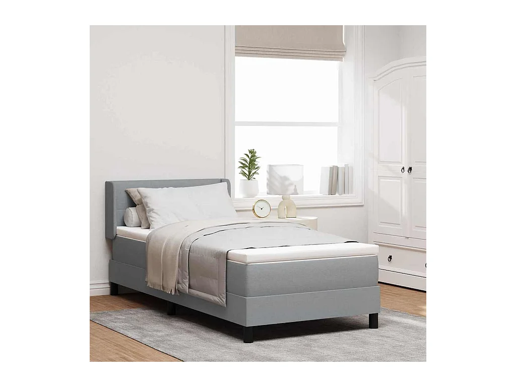 Cama box spring con colchón con colchón Gris claro 90 x 190 cm