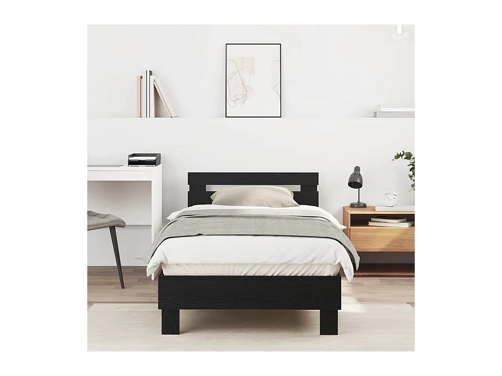 Marco de Cama Roble Negro 90 x 200 cm Madera contrachapada
