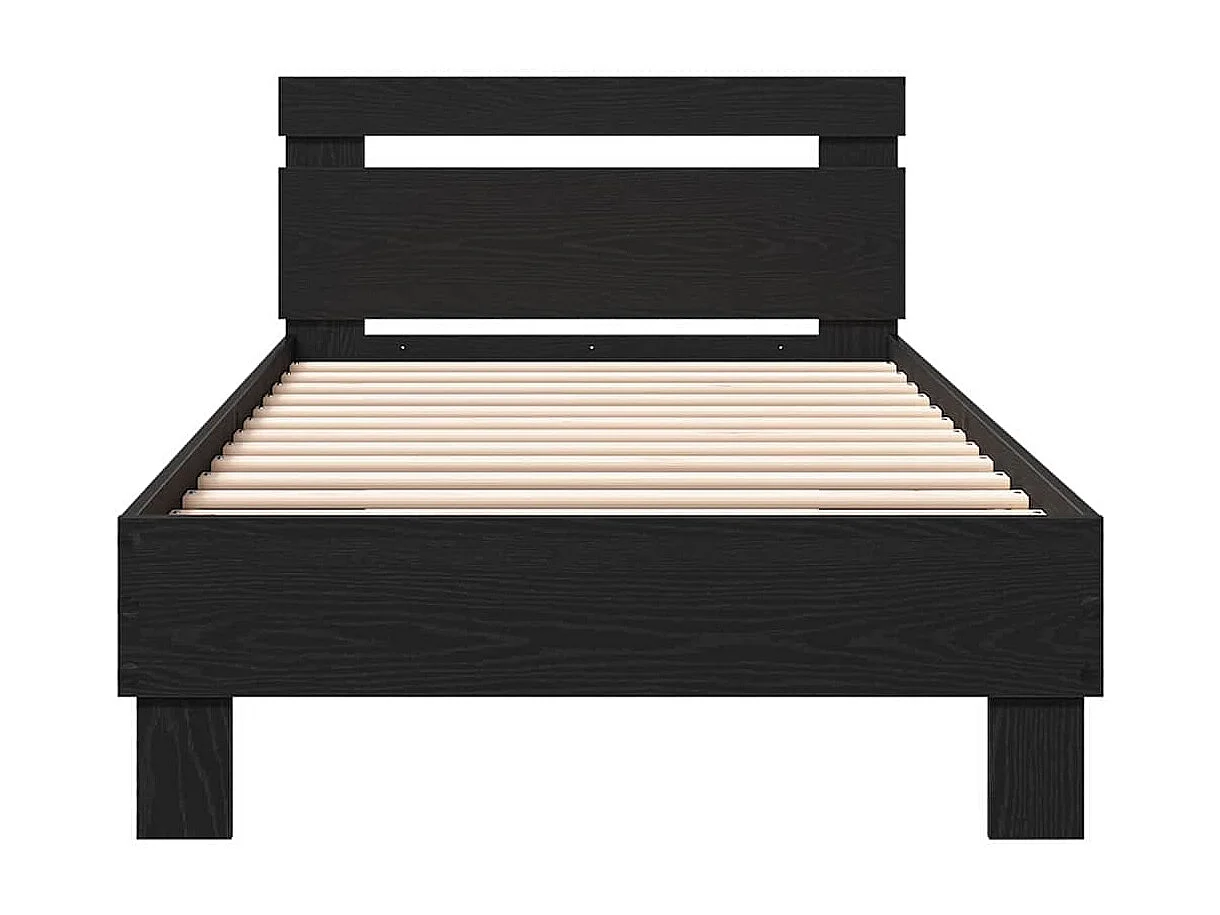 Bedframe met hoofdeinde Zwart Eiken 90 x 200 cm Bewerkt hout