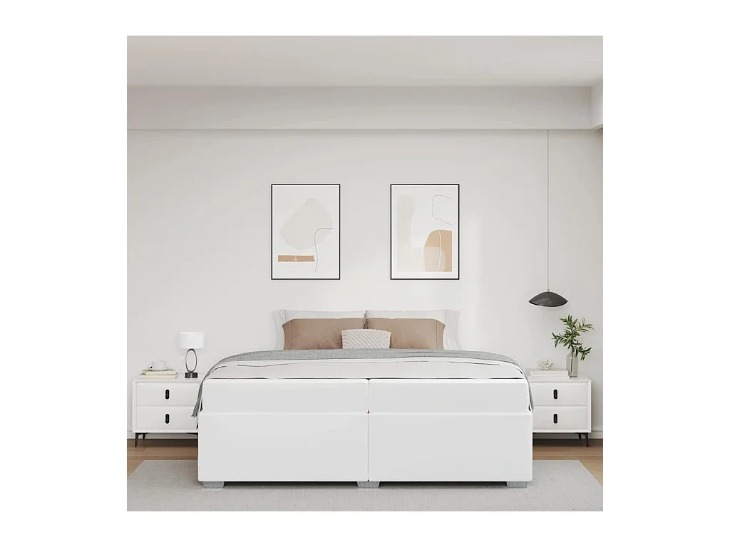 Cadre de lit Blanc 200 x 200 cm Faux cuir
