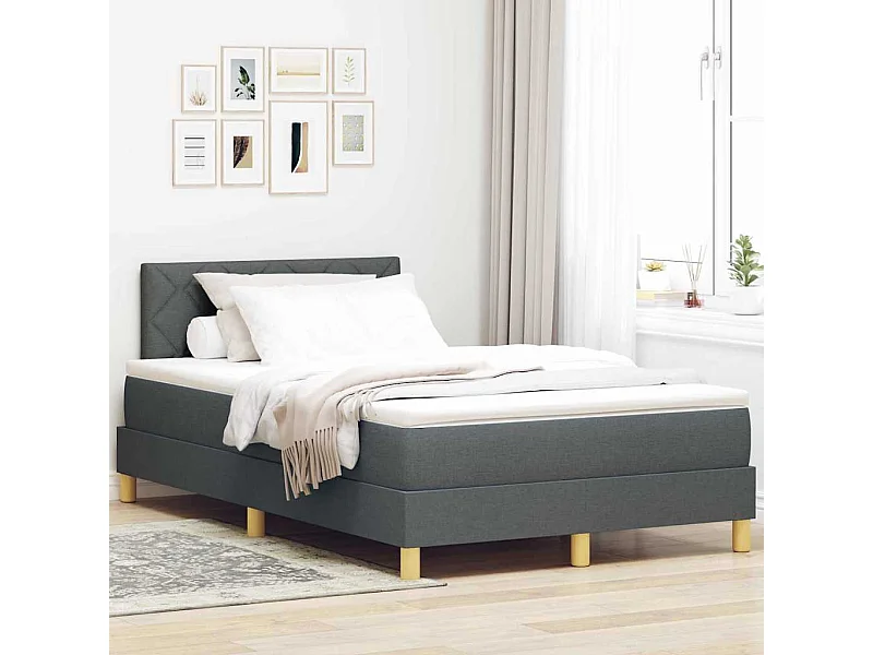 Cama box spring con colchón Gris oscuro 120 x 200 cm tela
