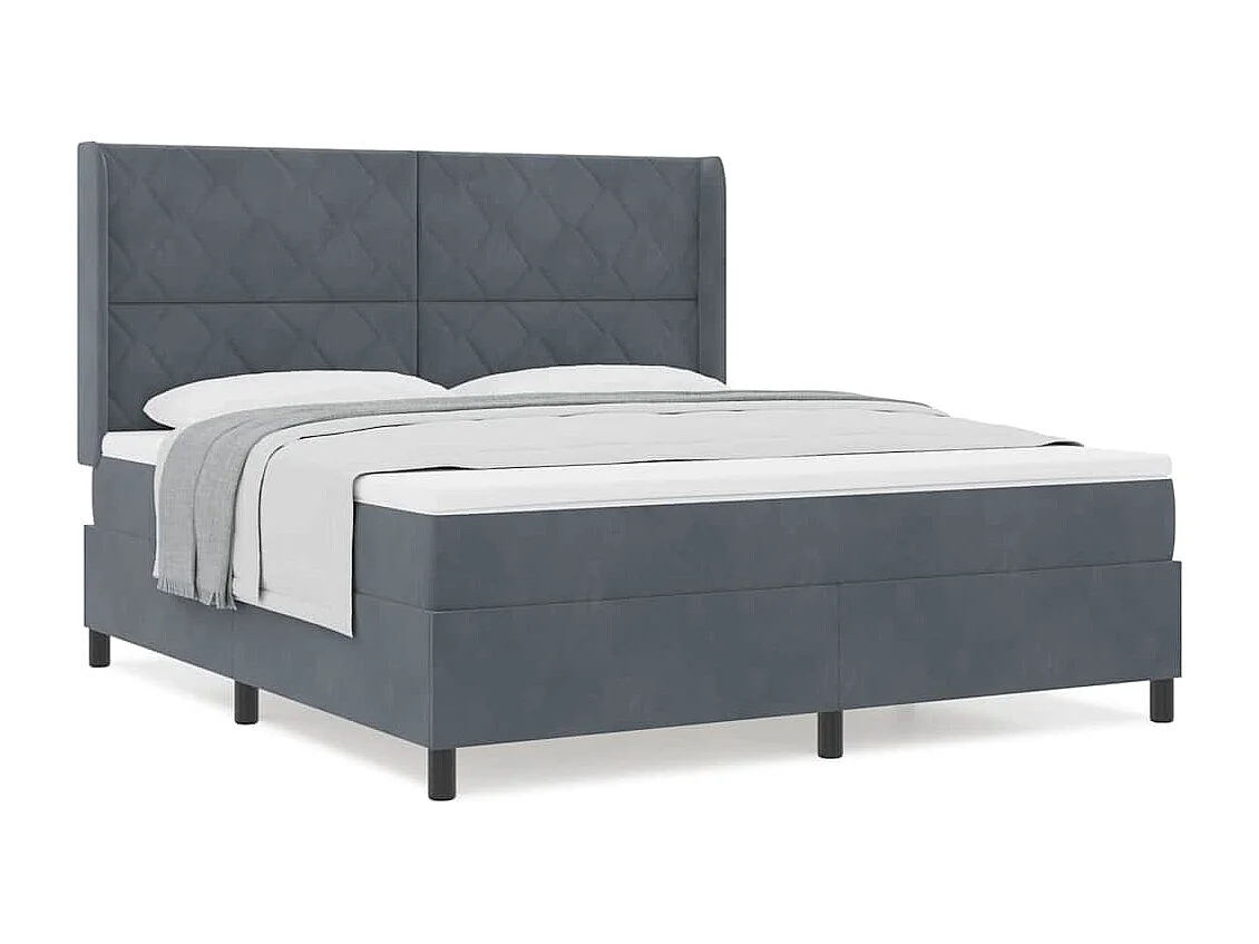 Cama tipo Box Spring Gris oscuro 180 x 200 cm Terciopelo
