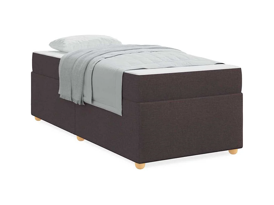 Cadre de lit avec matelas Marron foncé 80 x 200 cm tissu