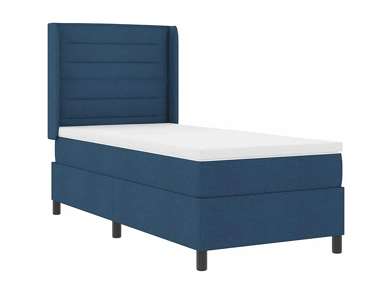 Cama tipo Box Spring con colchón Azul 90 x 200 cm tela