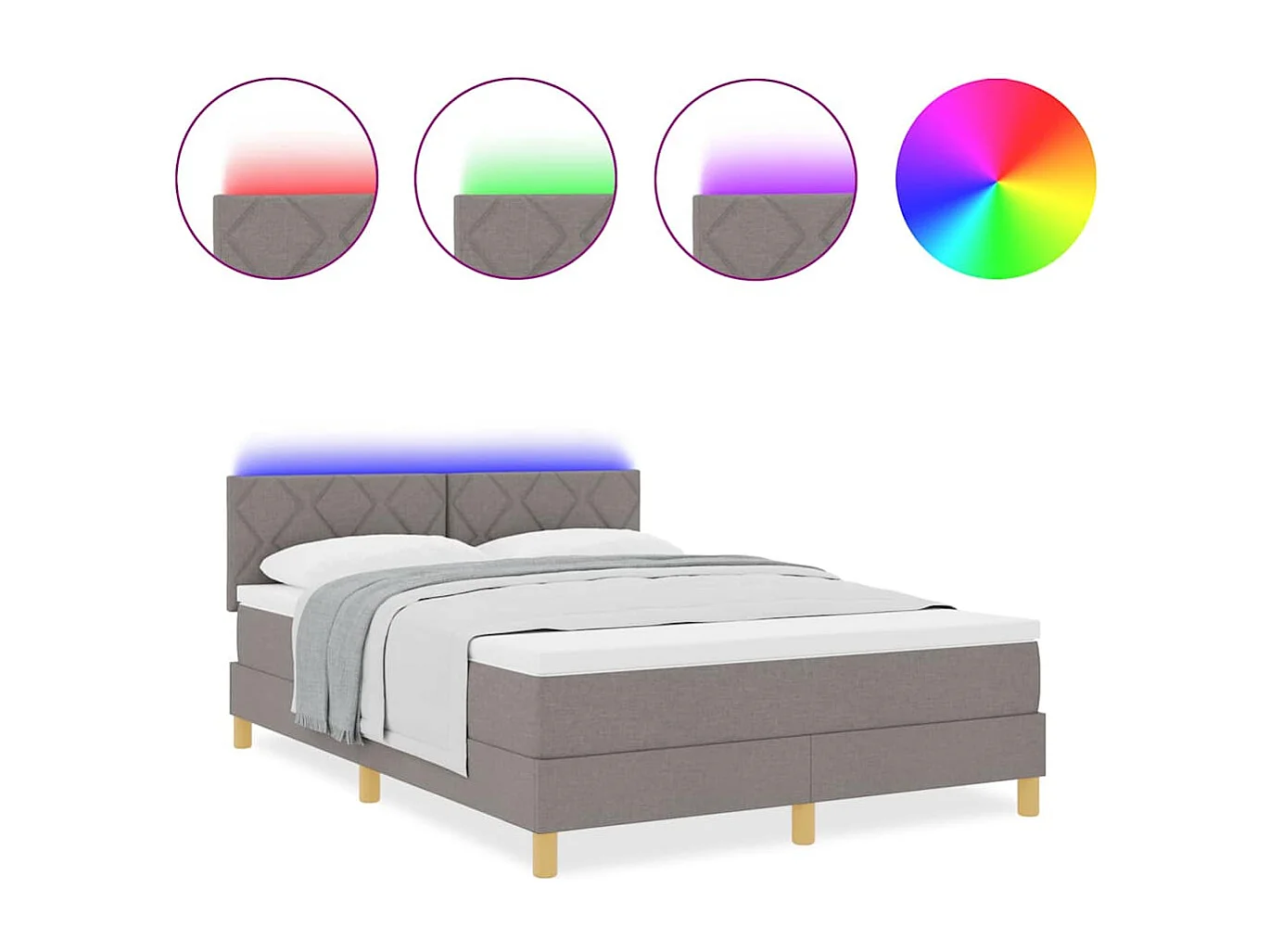 Cadre de lit avec matelas Taupe 160 x 200 cm tissu