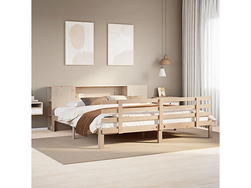 Cama com estante sem colchão 200x200 cm pinho maciço