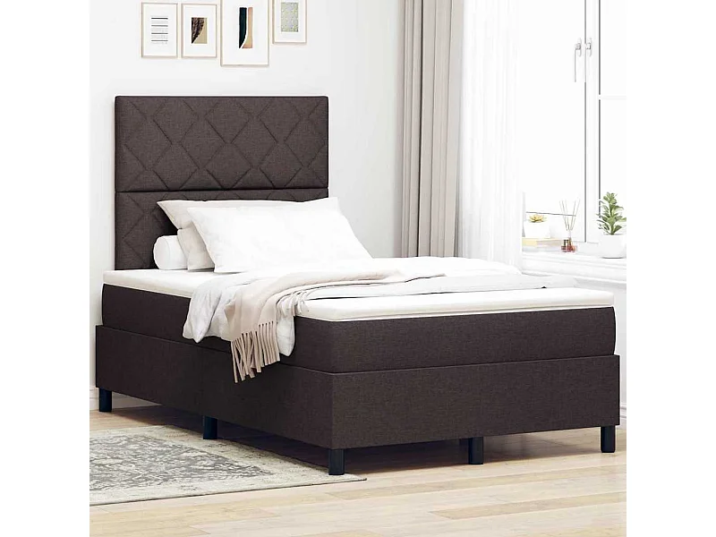 Cama Box com colchão Castanho escuro 120 x 200 cm tecido